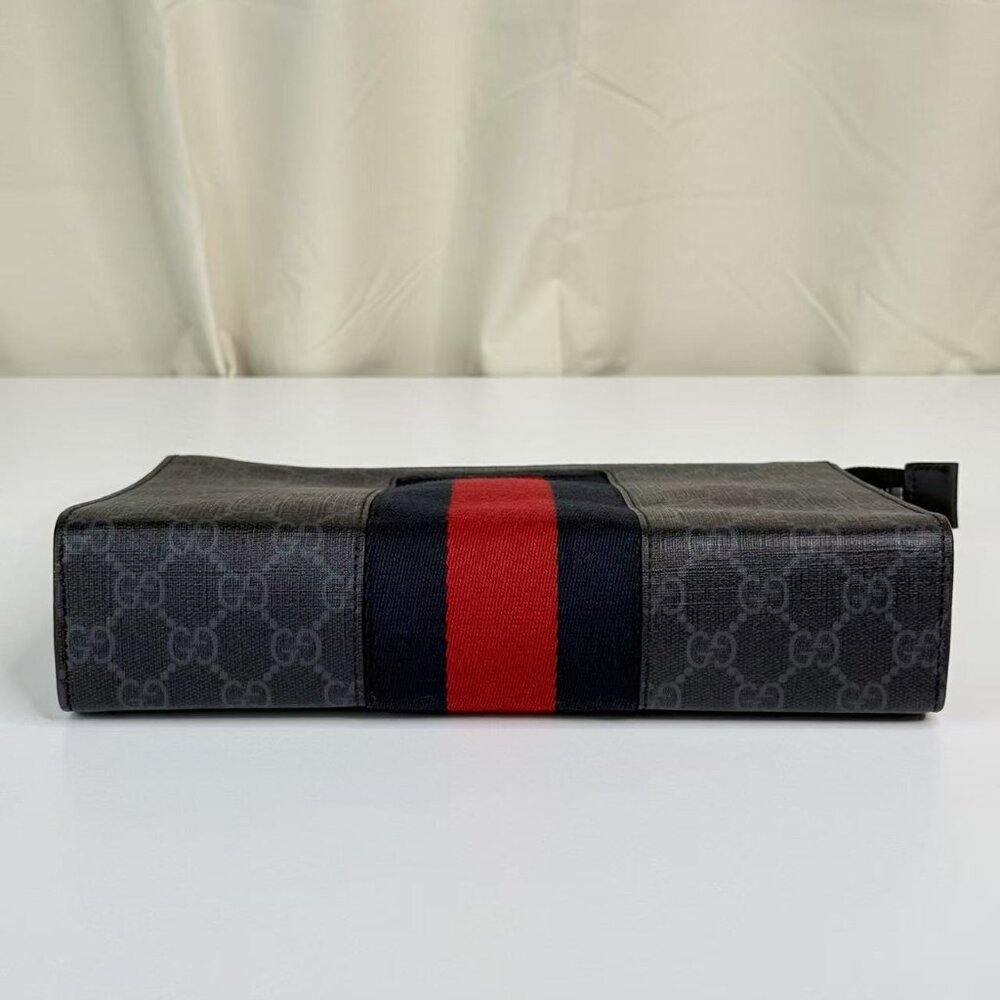 Gucci Navy Blue Zip Pouch GG Coated Canvas - Picture 6 of 8
